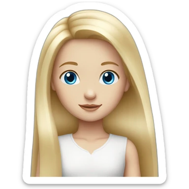 white little girl blue eyes very long blond hair sticker
