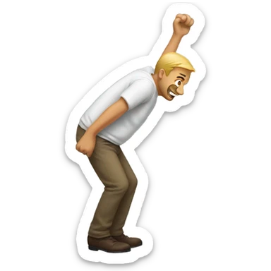 Man scratching back sticker