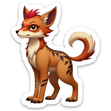 edgy badass cool Falvie-Fionbri-creature-fursona, full body, with random markings sticker