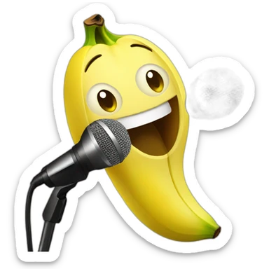 Banana singing with microphone sticker