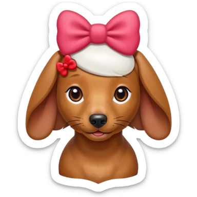 Female Dachshund with red hello kitty bow on her right ear sticker