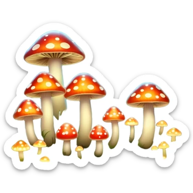 magical forest with glowing mushrooms and fireflies sticker