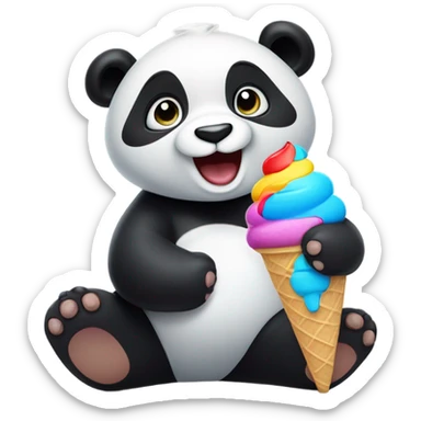 Panda eating ice cream sticker