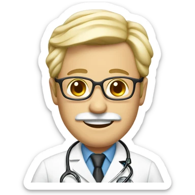 doctor with mustache 50 years old blond smiling sticker
