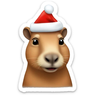 Capybara wearing Santa hat sticker