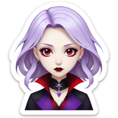 Beautiful ethereal Gorgeous Vampiric Edgy Anime Lady With Black red White Purple  sticker