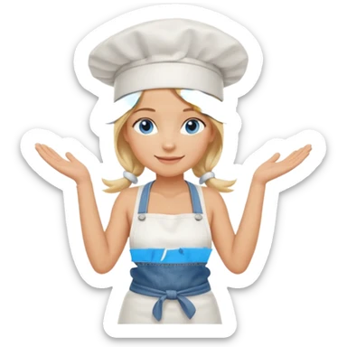 Sexy Full body  pretty
Long Blonde hair blue eyed female chef wearing white tank top, denim shorts and chef hat with arms folded sticker