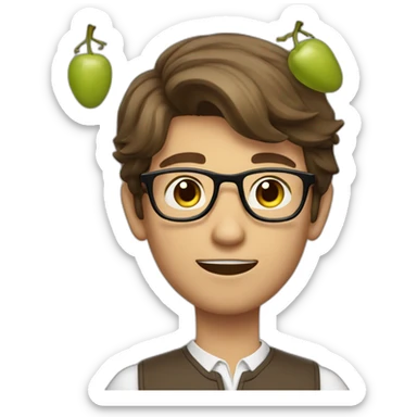 Classy brown-haired, bitter, bespectacled young man throwing grapes sticker