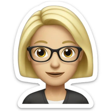 White blond middle hair teacher with glasses sticker