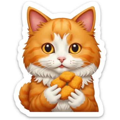 Cat eating chicken nugget sticker