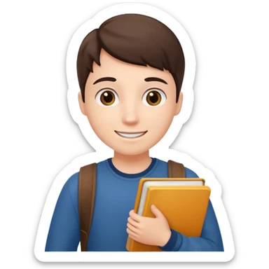 student holding a book and asking a question sticker