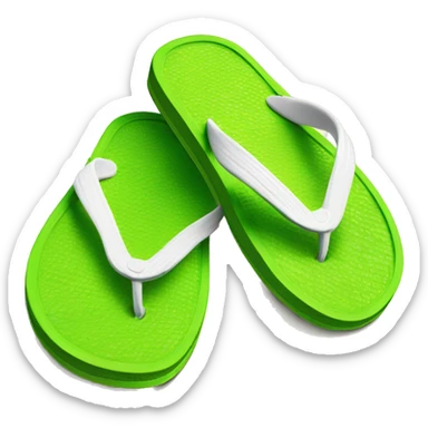 Realistic lime green pair of summer flip flops isolated. sticker