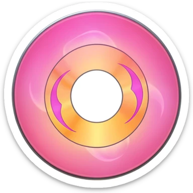 A minimalist CD disc with subtle pink flames, glowing effect, variation 2 sticker