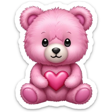 pink cute teddy bear sending hearts and love sticker