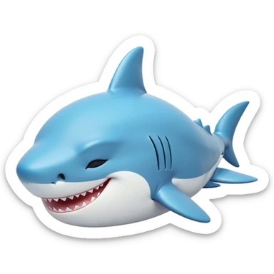 Meme-Worthy Cute Sleeping Shark Portrait Emoji, Head resting peacefully with a contented smile, showcasing a powerful, sleek build and a luxuriously soft streamlined body, eyes shut in a serene, restful drift, Simplified yet hilariously adorable features, highly detailed, glowing with a soft, drowsy light, high shine, relaxed and utterly lovable, stylized with an air of playful laziness, bright and heartwarming, soft glowing outline, capturing the essence of a comically sleepy shark, so meme‐worthy it feels like it could instantly become the next viral sensation of adorable oceanic slumber! sticker