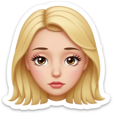 Sad flirty shy with lashes and blush watery eyes  sticker