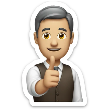 man with information raising his finger to say it sticker