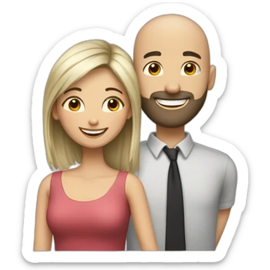 Happy-secret-couple-girl-with-short-dark-hair-with-Bald-guy-with-beard sticker