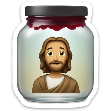 Jesus in a jar of jam sticker