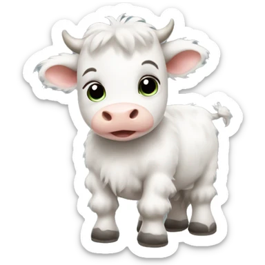 Fluffy baby cow sticker