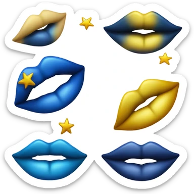 Blue lips with yellow highlights, theme stars, magical, kiss, 💋, just lips one pair of lips  sticker