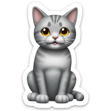 gatito banco con manchas grises sentado al lado de un mate argentio sticker