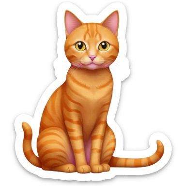 full body solid orange domestic shorthair slim cat with yellow/orange eyes sitting sticker
