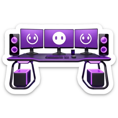 purple gaming setup with two monitors sticker