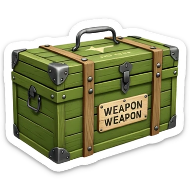 green military wooden box with with an inscription weapon sticker