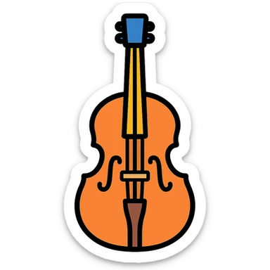 colored double bass musical instrument icon sticker