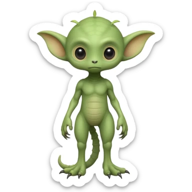 full body cute roughly humanoid peacefull alien furry with 2 legs and eye stalks stands upright and looks intelligent ...wears clothing. not green..looks happy and cudly... doesnt have eyes on face, there is a stalk coming from top of head with a single large eye sticker