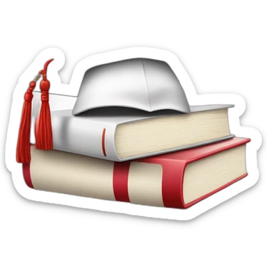 White Student cap with red medical cross On a stack of books sticker