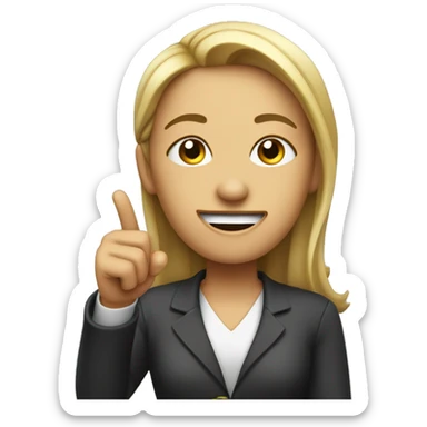 a hr with pointing finger towards her right with a wink  sticker