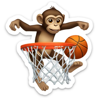 A monkey dunking a basketball sticker