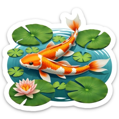 koi and lotus pond sticker