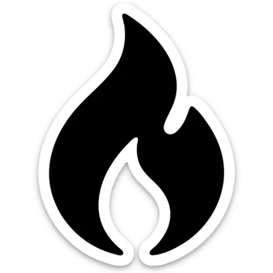 abstract flame shape, solid black geometric style sticker