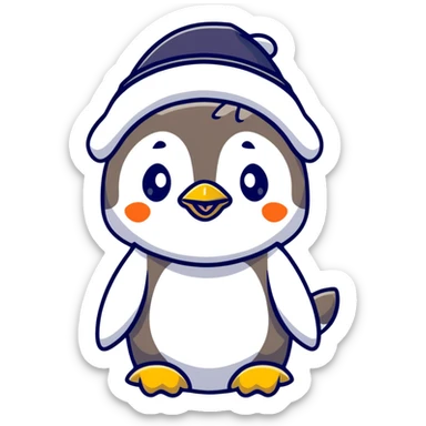 cute dog wearing a penguin-shaped hat sticker