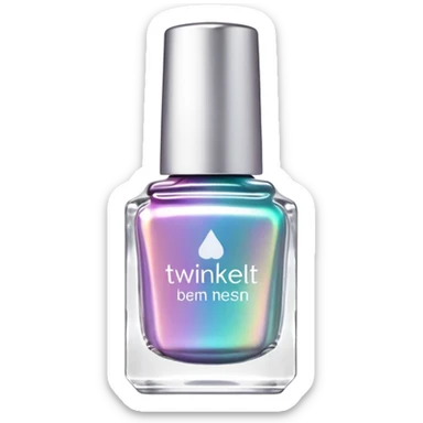 "TwinkledT" on label of iridescent nail polish bottle, white lid sticker