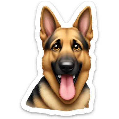  German shepherd sitting with its tongue out sticker
