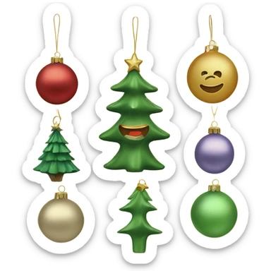 Vintage Christmas tree ornaments  sticker