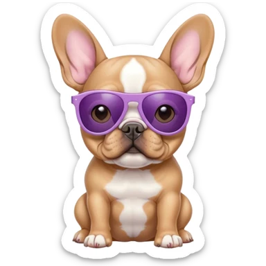Lilac fawn French bulldog wearing sunglasses  sticker