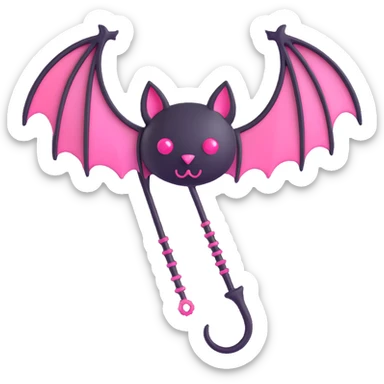 3D gothic bat hairpin with pink highlights, elegant and dark sticker