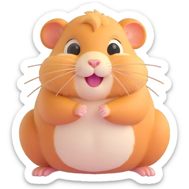 fluffy gerbil, playful pose, whiskers, chubby cheeks sticker