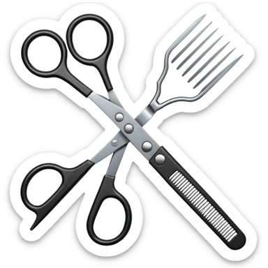 scissors, comb sticker