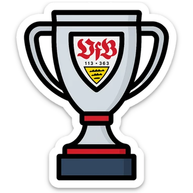 VfB Stuttgart trophy, football club, silver cup with red and white accents, modern icon style sticker