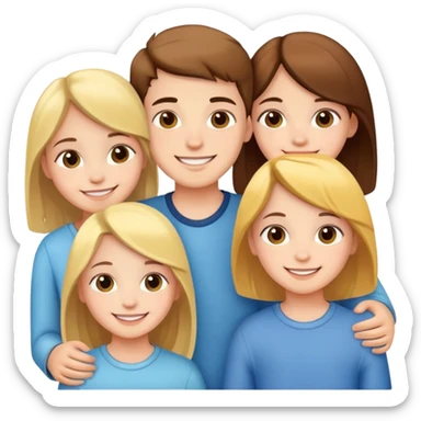 three siblings - one boy and two girls smiling together sticker