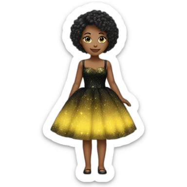 Black yellow sparkly dress sticker