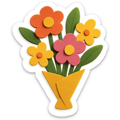 bouquet of flowers in paper-craft style sticker