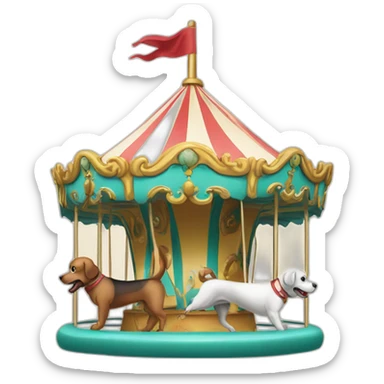 Dog on a merry go round sticker