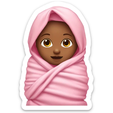 Baby girl wrapped in pink swaddle sticker